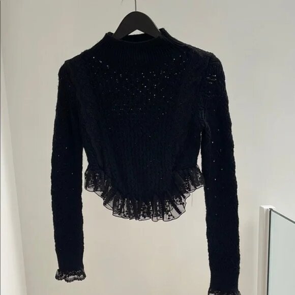 Chic black mock neck cropped sweater - Picture 1 of 5